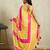 Yellow bandhani printed satin ethnic causal wear saree with blouse