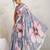 Grey  floral print silk ethnic causal wear saree with blouse