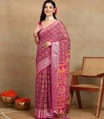 block print georgette saree with unstitched blouse piece (green)