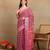 Mirchi fashion block print georgette saree with unstitched blouse piece (pink)
