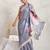Grey  floral print silk ethnic causal wear saree with blouse
