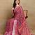 Mirchi fashion block print georgette saree with unstitched blouse piece (pink)