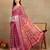 Mirchi fashion block print georgette saree with unstitched blouse piece (pink)