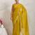 Yellow solid colour cotton silk ethnic causal wear saree with blouse