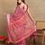 Mirchi fashion block print georgette saree with unstitched blouse piece (pink)