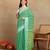 Mirchi fashion block print georgette saree with unstitched blouse piece (green)