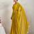 Yellow solid colour cotton silk ethnic causal wear saree with blouse