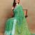 Mirchi fashion block print georgette saree with unstitched blouse piece (green)