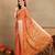 Mirchi fashion block print georgette saree with unstitched blouse piece (orange)