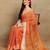 Mirchi fashion block print georgette saree with unstitched blouse piece (orange)