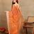 Mirchi fashion block print georgette saree with unstitched blouse piece (orange)