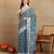 Mirchi fashion block print georgette saree with unstitched blouse piece (blue)