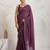 Purple ikat chiffon ethnic causal wear saree with blouse