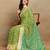 Mirchi fashion block print georgette saree with unstitched blouse piece (green)