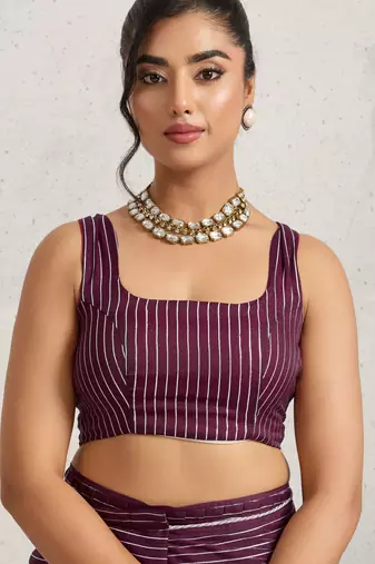Purple ikat chiffon ethnic causal wear saree with blouse