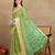 Mirchi fashion block print georgette saree with unstitched blouse piece (green)