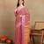 Mirchi fashion block print georgette saree with unstitched blouse piece (pink)