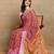 Mirchi fashion block print georgette saree with unstitched blouse piece (pink)