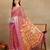 Mirchi fashion block print georgette saree with unstitched blouse piece (pink)