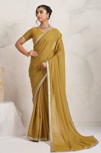 Yellow ikat  georgette ethnic causal wear saree with blouse