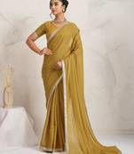 Yellow ikat  georgette ethnic causal wear saree with blouse