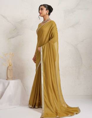 Yellow ikat  georgette ethnic causal wear saree with blouse 2