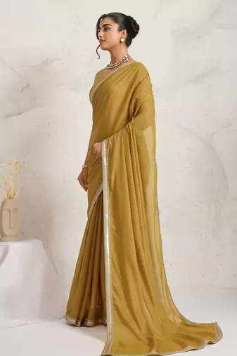 Yellow ikat  georgette ethnic causal wear saree with blouse