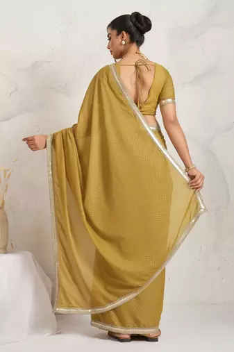 Yellow ikat  georgette ethnic causal wear saree with blouse
