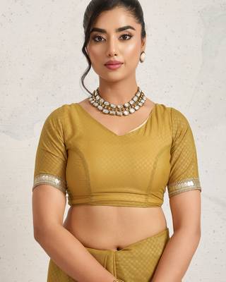 Yellow ikat  georgette ethnic causal wear saree with blouse 5