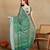 Mirchi fashion block print georgette saree with unstitched blouse piece (green)