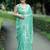 Mirchi fashion paisle print chiffon saree with unstitched blouse piece (turquoise)