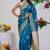 Subham woven design silk blend saree with unstitched blouse piece (turquoise)