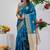 Subham woven design silk blend saree with unstitched blouse piece (turquoise)