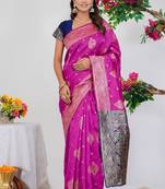 Subham woven design silk blend saree with unstitched blouse piece (pink)