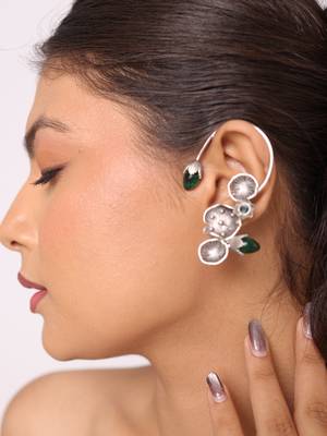 Sylvara verdant bloom gemstone ear cuff of elegance 1