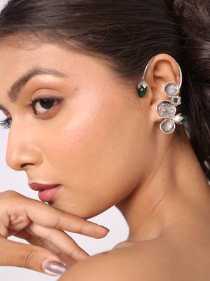 Sylvara verdant bloom gemstone ear cuff of elegance 3