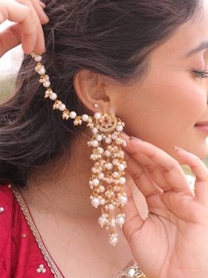 Tarangini timeless pachi kundan-pearl earchain 1