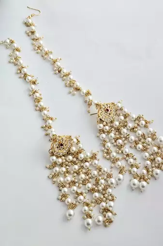 Tarangini timeless pachi kundan-pearl earchain