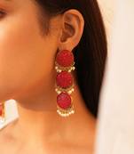 red monalisa stone drop earrings