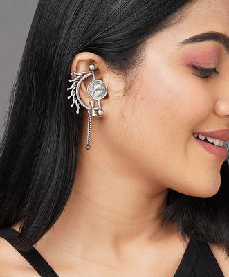 Premium brass coin earcuff with silver plating 1