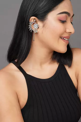 Premium brass coin earcuff with silver plating