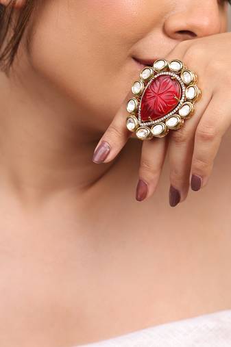 Mystic carved stone ring