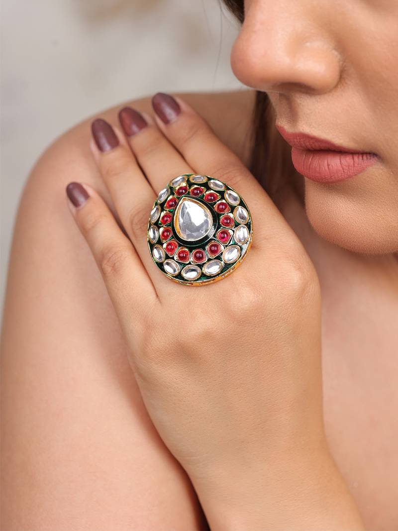 Regal ruby kundan ring