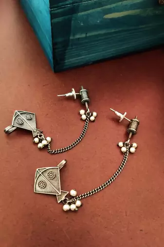 German silver kite quirky earcuffs