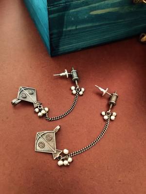 German silver kite quirky earcuffs 3