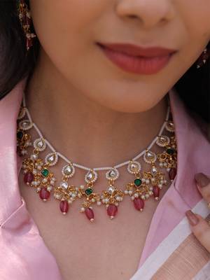 Rosy splendor eternal charm pachi kundan necklace set 1
