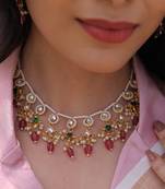 Rosy splendor eternal charm pachi kundan necklace set