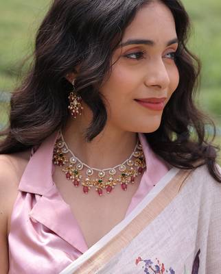 Rosy splendor eternal charm pachi kundan necklace set 3
