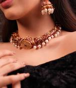 Meenakari pearl red choker set