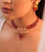 Golden laxmi rani wine beaded necklace set